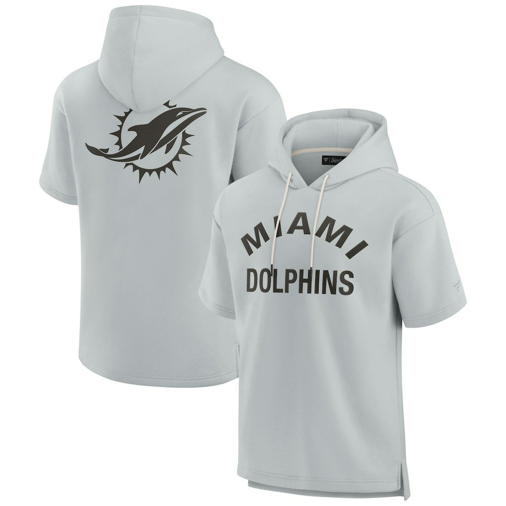 Miami Dolphins Unisex Elements Super Soft Fleece Short Sleeve Pullover Hoodie - Gray on sale