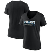 Carolina Panthers Women's Primary Play V-Neck T-Shirt - Black on sale