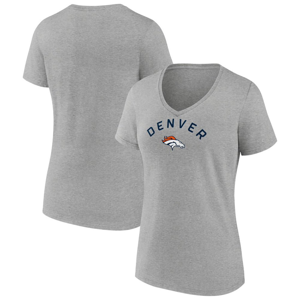 Denver Broncos Women's Team Arc V-Neck T-Shirt - Heather Gray sale