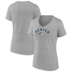 Denver Broncos Women's Team Arc V-Neck T-Shirt - Heather Gray sale