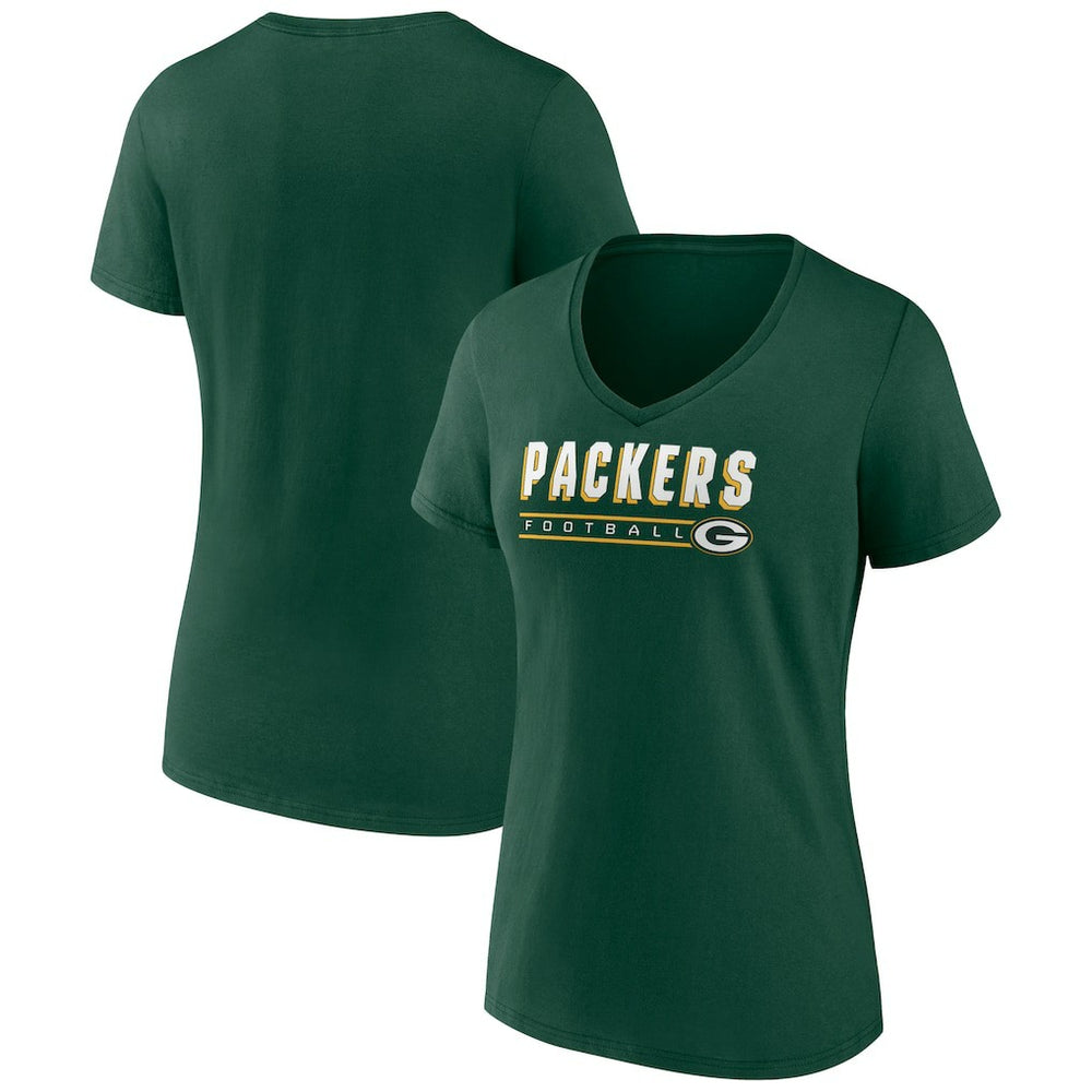 Green Bay Packers Women's Primary Play V-Neck T-Shirt - Green outlet