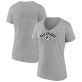 Green Bay Packers Women's Team Arc V-Neck T-Shirt - Heather Gray on sale