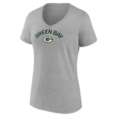 Green Bay Packers Women's Team Arc V-Neck T-Shirt - Heather Gray on sale