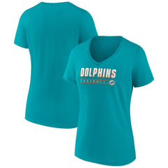 Miami Dolphins Women's Primary Play V-Neck T-Shirt - Aqua discount