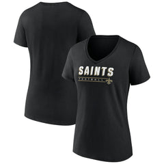 New Orleans Saints Women's Primary Play V-Neck T-Shirt - Black outlet