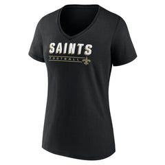 New Orleans Saints Women's Primary Play V-Neck T-Shirt - Black outlet
