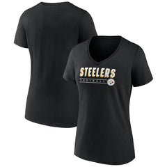 Pittsburgh Steelers Women's Primary Play V-Neck T-Shirt - Black online