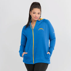 Los Angeles Chargers Women's Asymmetrical Raglan Full-Zip Hoodie - Powder Blue outlet