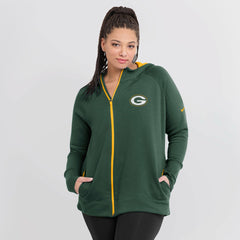 Green Bay Packers Women's Asymmetrical Raglan Full-Zip Hoodie - Green outlet