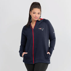 New England Patriots Women's Asymmetrical Raglan Full-Zip Hoodie - Navy discount