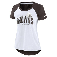 Cleveland Browns Women's Back Slit Lightweight Fashion T-Shirt - White/Heather Scarlet on sale