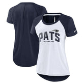 New England Patriots Women's Back Slit Lightweight Fashion T-Shirt - White/Heather Scarlet sale