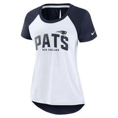 New England Patriots Women's Back Slit Lightweight Fashion T-Shirt - White/Heather Scarlet sale