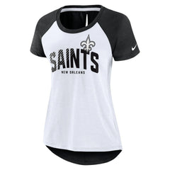 New Orleans Saints Women's Back Slit Lightweight Fashion T-Shirt - White/Heather Scarlet on sale