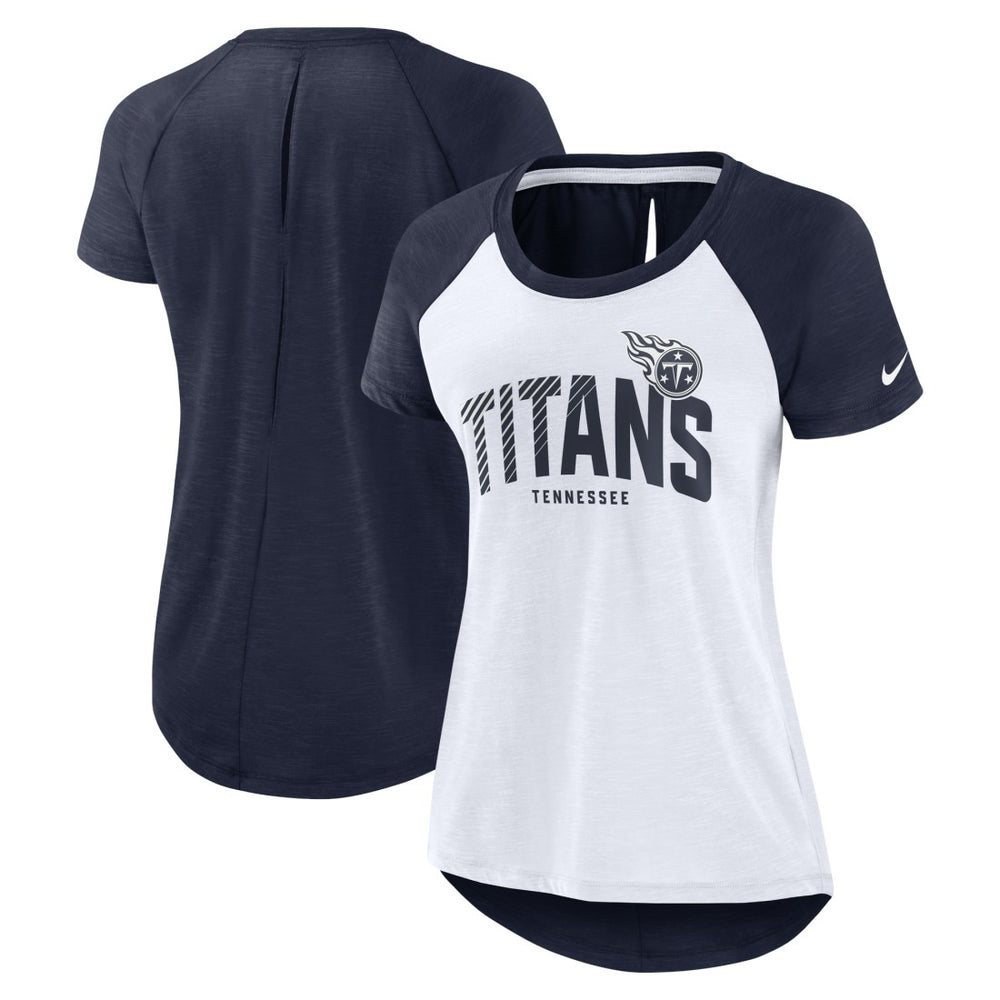 Tennessee Titans Women's Back Slit Lightweight Fashion T-Shirt - White/Heather Scarlet cheap