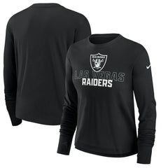 Las Vegas Raiders Women's Modest Crop Performance Long Sleeve T-Shirt - Black on sale