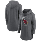 Arizona Cardinals Women's Raglan Funnel Neck Pullover Hoodie - Heather Charcoal for sale