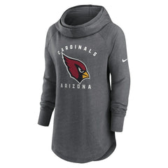 Arizona Cardinals Women's Raglan Funnel Neck Pullover Hoodie - Heather Charcoal for sale