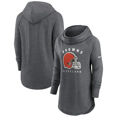 Cleveland Browns Women's Raglan Funnel Neck Pullover Hoodie - Heather Charcoal cheap