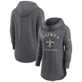 New Orleans Saints Women's Raglan Funnel Neck Pullover Hoodie - Heather Charcoal for sale