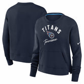 Tennessee Titans Women's High Hip Fleece Pullover Sweatshirt - Navy for sale