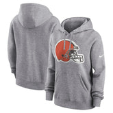 Cleveland Browns Women's Team Logo Club Fleece Pullover Hoodie - Heather Gray on sale