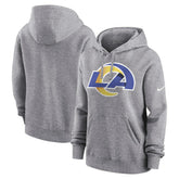 Los Angeles Rams Women's Team Logo Club Fleece Pullover Hoodie - Heather Gray cheap