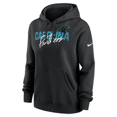 Carolina Panthers Women's Wordmark Club Fleece Pullover Hoodie - Black on sale