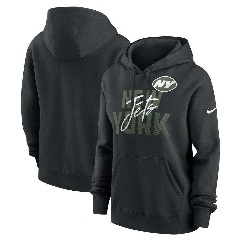 New York Jets Women's Wordmark Club Fleece Pullover Hoodie - Black discount