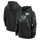 New York Jets Women's Wordmark Club Fleece Pullover Hoodie - Black discount