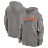 Cleveland Browns Women's Wordmark Club Fleece Pullover Hoodie - Heather Gray on sale