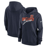 Chicago Bears Women's Wordmark Club Fleece Pullover Hoodie - Navy on sale