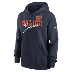 Chicago Bears Women's Wordmark Club Fleece Pullover Hoodie - Navy on sale