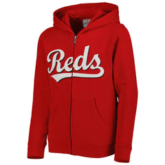 Cincinnati Reds Youth Wordmark Full-Zip Fleece Hoodie Red