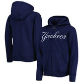 New York Yankees Youth Wordmark Full-Zip Fleece Hoodie Navy