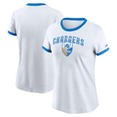 Los Angeles Chargers Women's Rewind Ringer Tri-Blend T-Shirt - White for sale