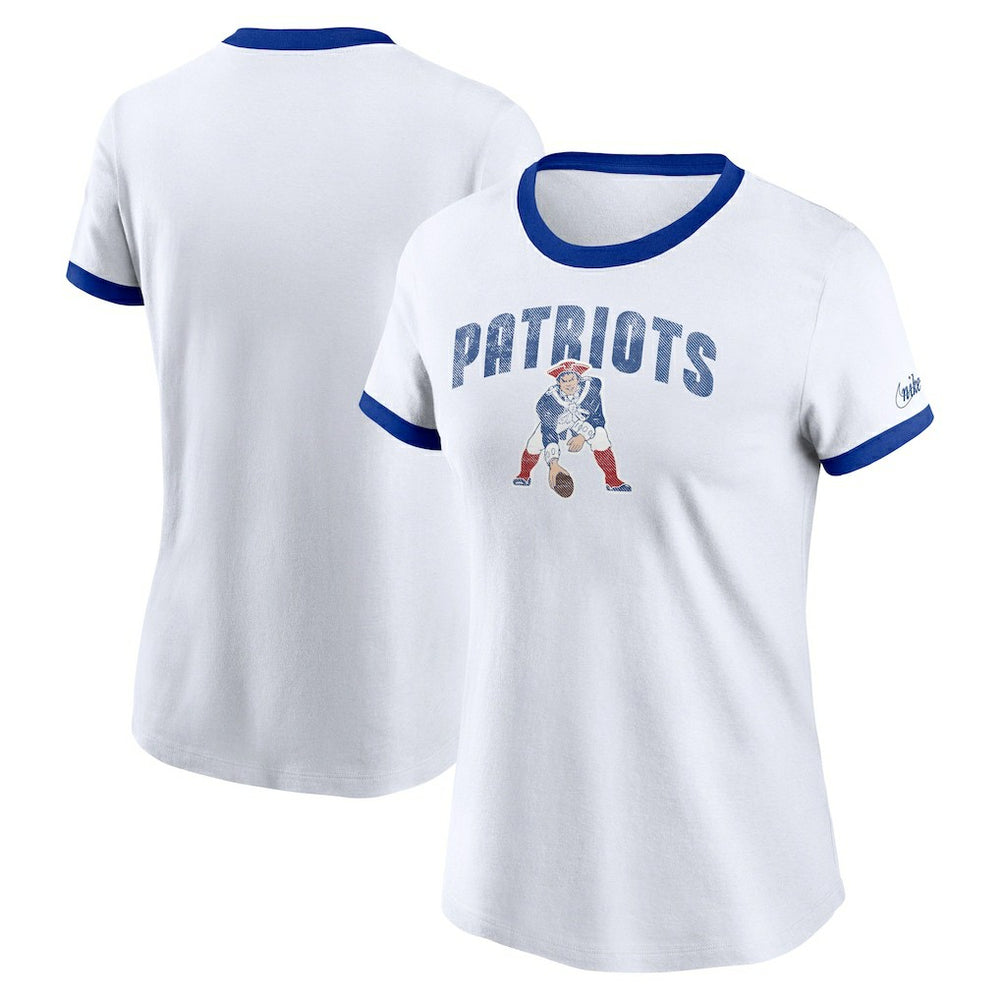 New England Patriots Women's Rewind Ringer T-Shirt - White on sale