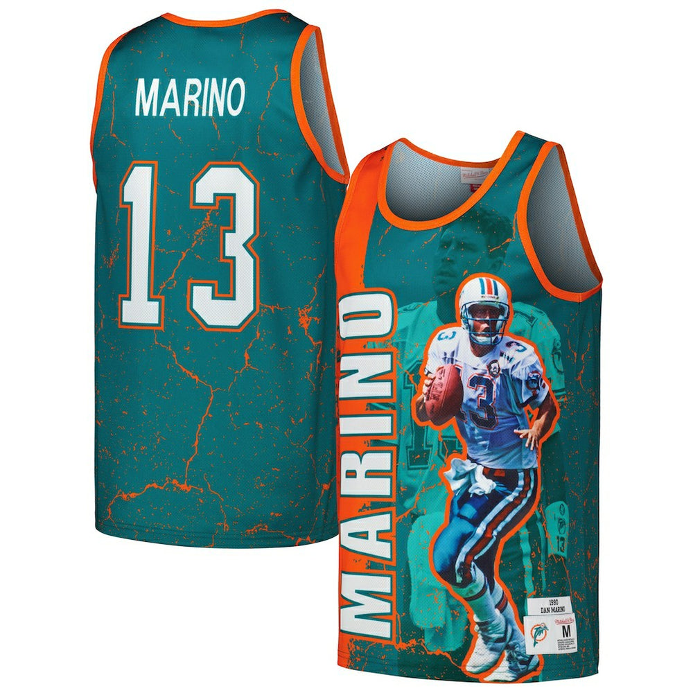Dan Marino Miami Dolphins 1990 Player Burst Tank Top - Aqua online