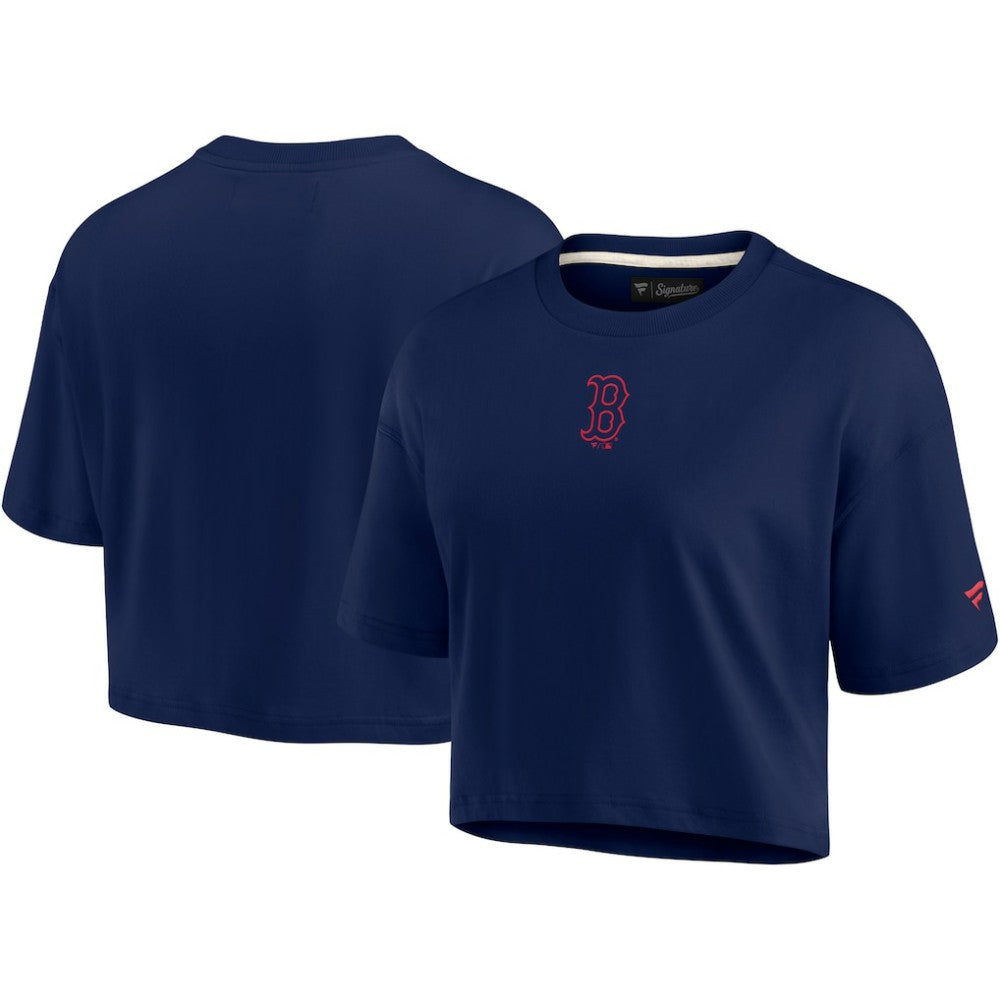 Boston Red Sox Women's Elements Super Soft Boxy Cropped T-Shirt Navy