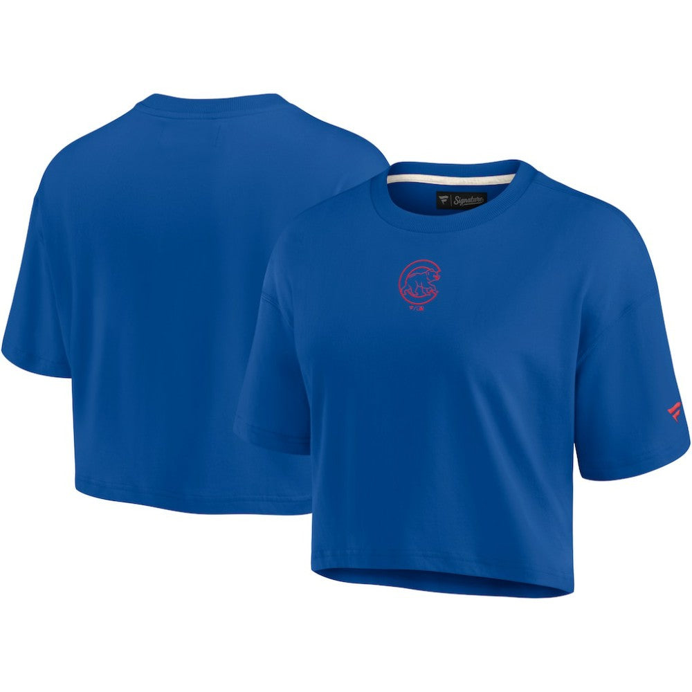 Chicago Cubs Women's Elements Super Soft Boxy Cropped T-Shirt Royal