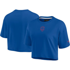 Chicago Cubs Women's Elements Super Soft Boxy Cropped T-Shirt Royal