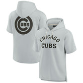 Chicago Cubs Unisex Elements Super Soft Fleece Short Sleeve Pullover Hoodie Gray