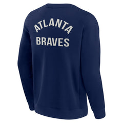 Atlanta Braves Unisex Super Soft Pullover Crew Sweatshirt Navy