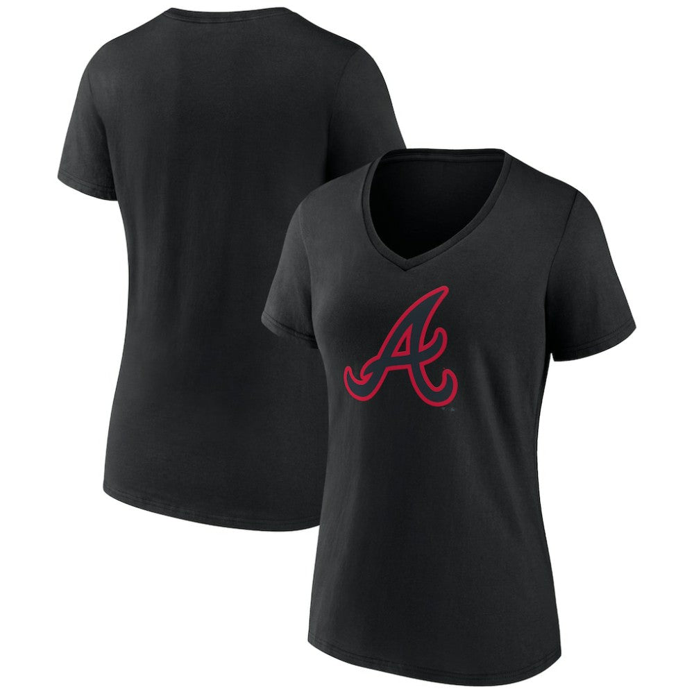 Atlanta Braves Women's Rough Diamond V-Neck T-Shirt Black