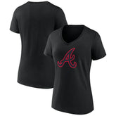 Atlanta Braves Women's Rough Diamond V-Neck T-Shirt Black