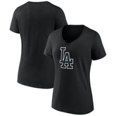 Los Angeles Dodgers Women's Rough Diamond V-Neck T-Shirt Black