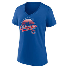 Chicago Cubs Women's One Champion V-Neck T-Shirt Royal