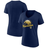 Milwaukee Brewers Women's One Champion V-Neck T-Shirt Navy