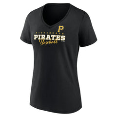 Pittsburgh Pirates Women's Back In Business V-Neck T-Shirt Black