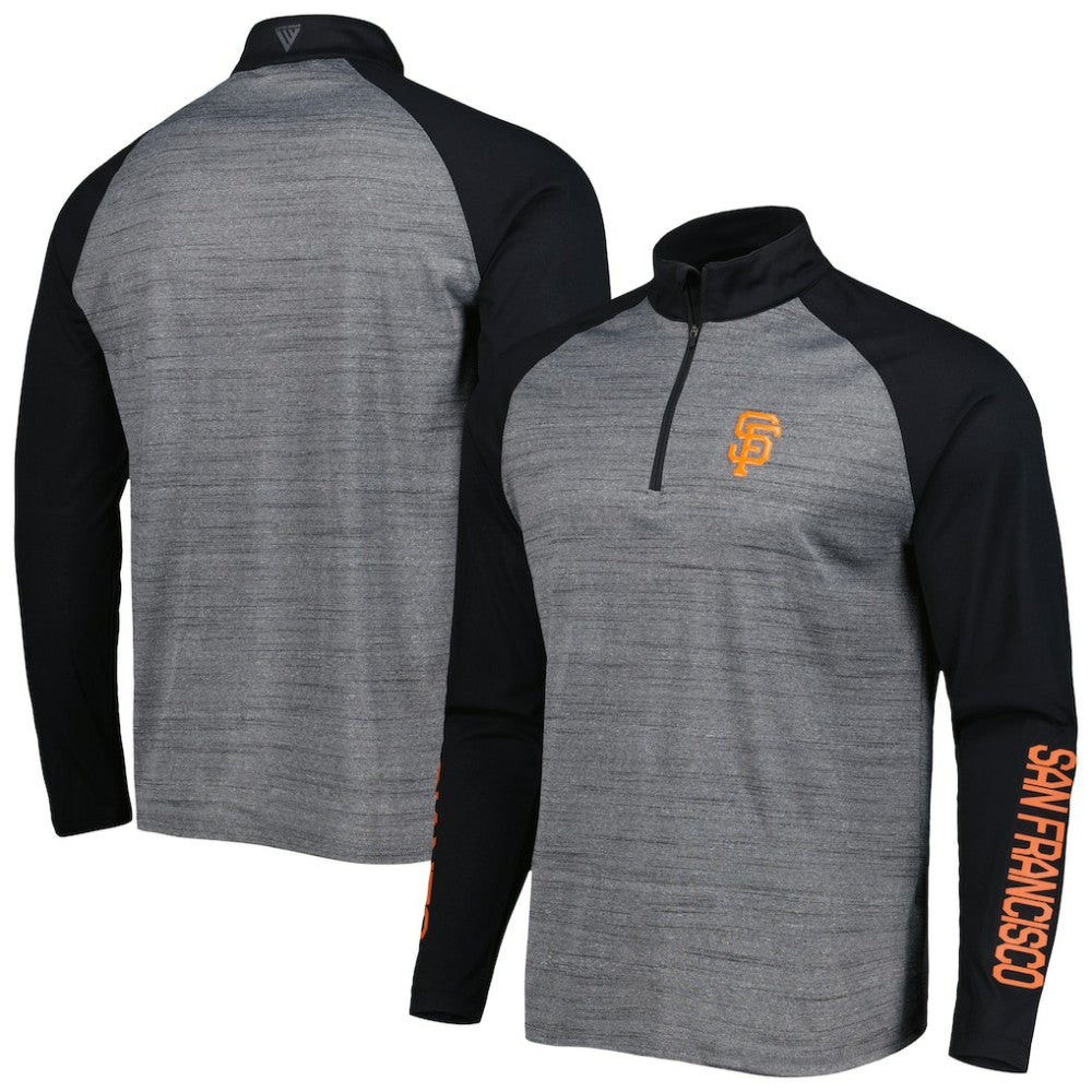 San Francisco Giants Levelwear Vandal Raglan Quarter-Zip Top Heather Gray